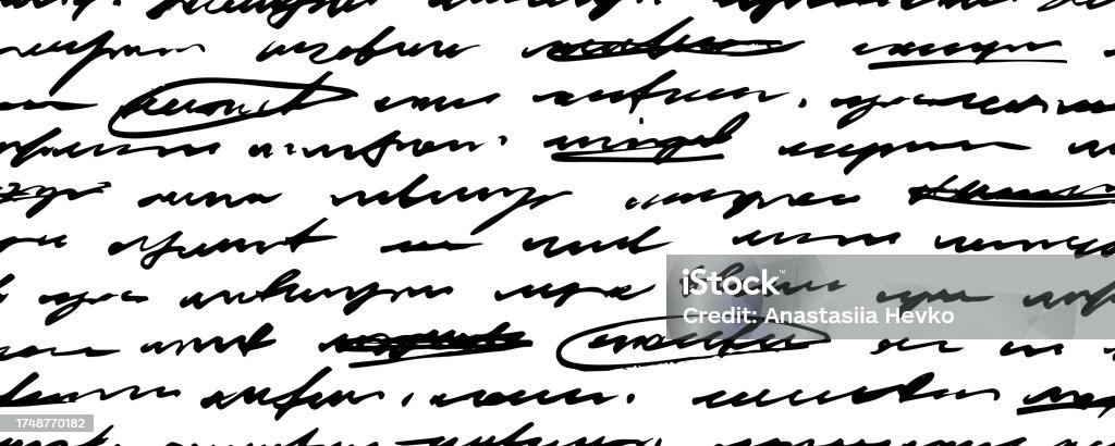 Invisible Cursive Handwritten Unreadable Cursive Text Seamless Banner Design Stock ...