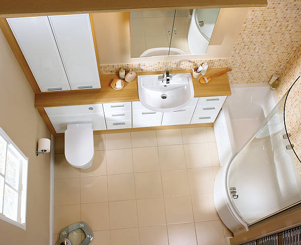 istock Overhead shot of small luxurious bathroom 174877042