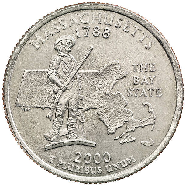 Massachusetts State Quarter Coin stock photo