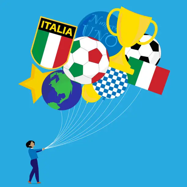 Vector illustration of Italy football balloons