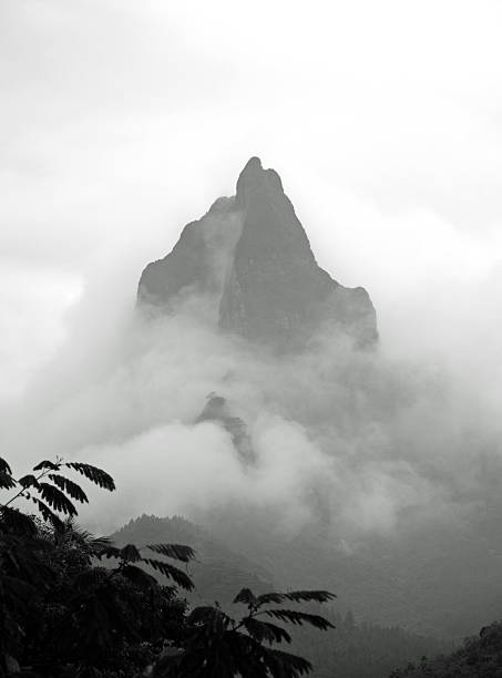 Bali Hai Mountain in black and white- Moorea Bali hai mountain in black and white, Moorea. polynesia photos stock pictures, royalty-free photos & images