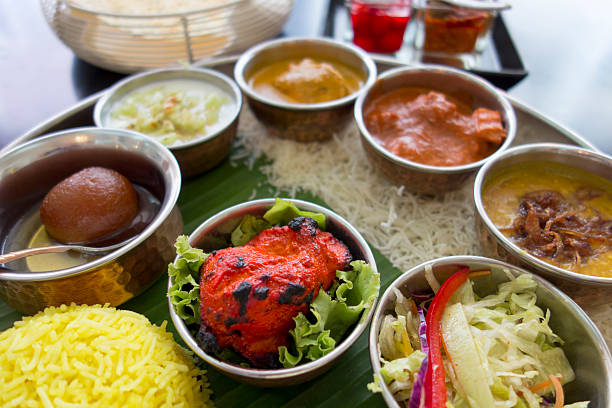 não vegetarianas indianas thali. - nonvegetarian - fotografias e filmes do acervo