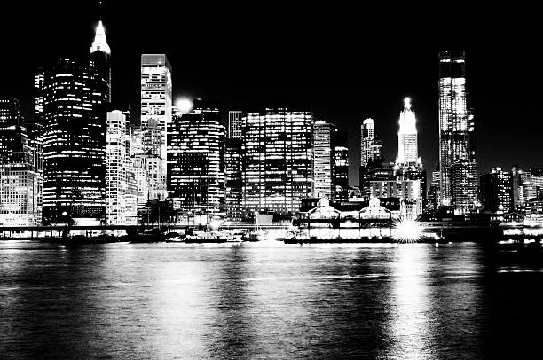 istock Night Skyline,NYC.Black And White. 174878079