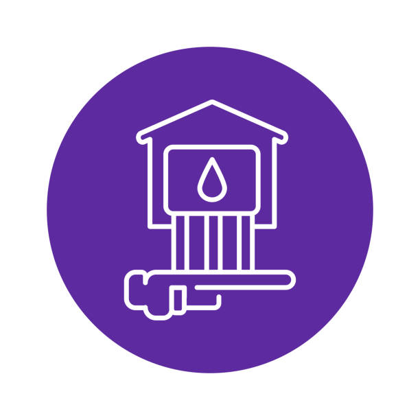 Water supply in the house line icon. Building construction Water supply in the house black line icon. Building construction. Pictogram for web page. natural gas pipeline clip art stock illustrations