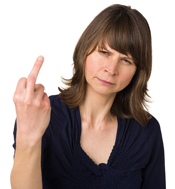 istock Woman Shows Middle Finger To Camera 174878305