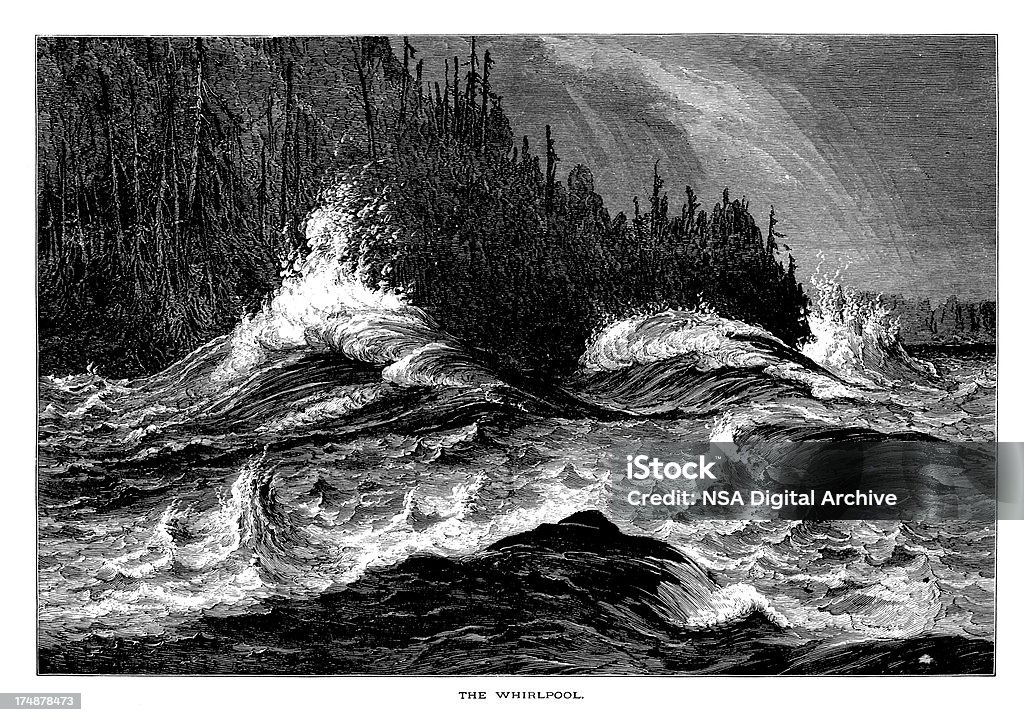 Do Niágara Remoinho de água, EUA, madeira gravação (1872) - Royalty-free Gravação Ilustração de stock