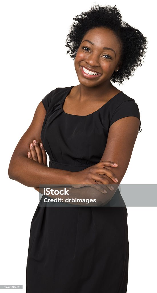 Cheerful Young Woman Posing With Arms Crossed Portrait of a young woman on a white background. 20-24 Years Stock Photo