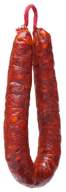 Chorizo sausage isolated on white stock photo