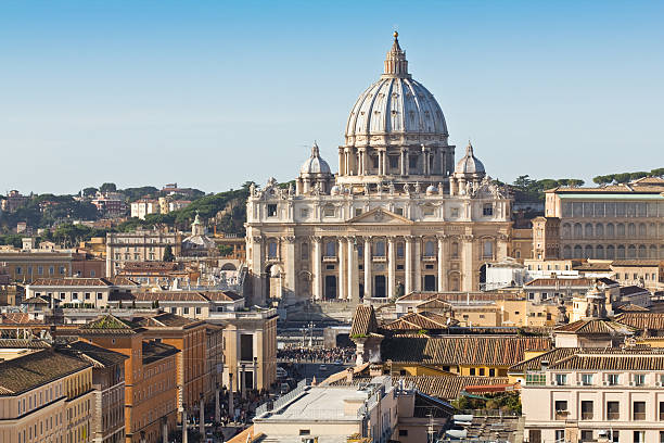 A photo view of St Peter's Basilica, at Vatican City stock photo
