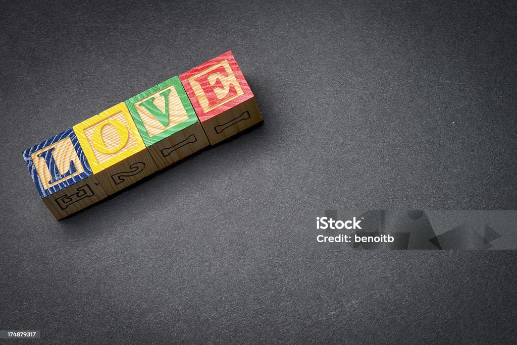 Love Toy Blocks Black Background Stock Photo