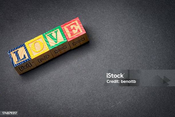 Love Toy Blocks Stock Photo - Download Image Now - Black Background, Blue, Capital Letter