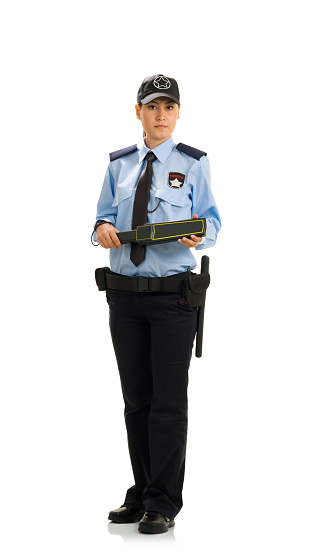 Female Police Officer on white background, portrait