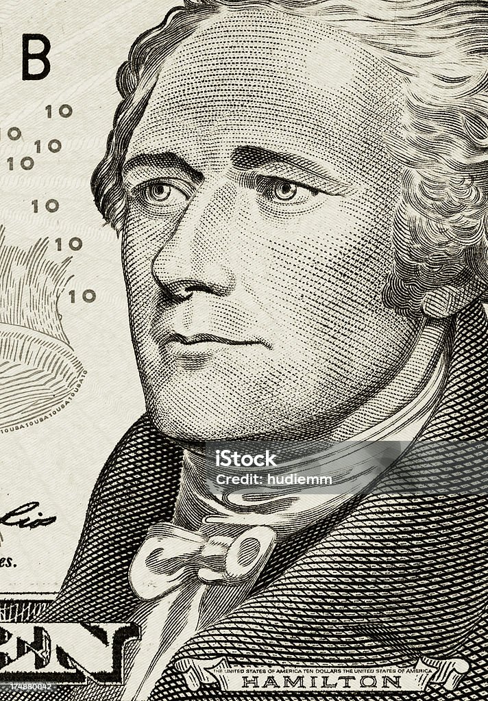 Alexander Hamilton portrait Alexander Hamilton portrait on ten dollar bill Alexander Hamilton - Politician Stock Photo