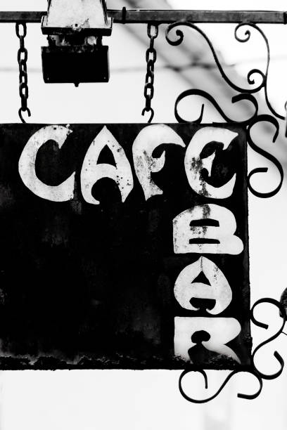 istock Cast iron cafe bar commercial sign 1748840511