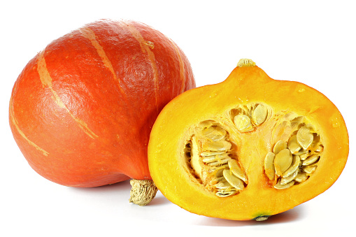 red kuri squash isolated on white background