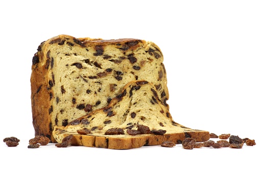 raisin bread isolated on white background