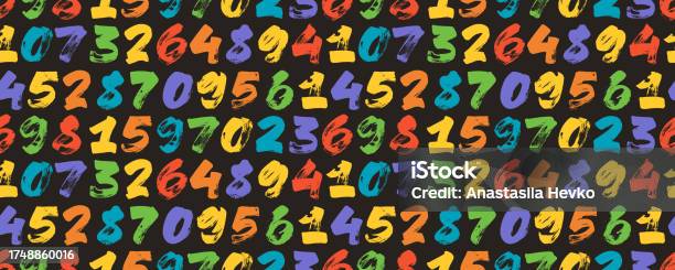 Banner Pattern Numbers Seamless Banner Design With Grunge Numbers In Bright Colors Stock ...