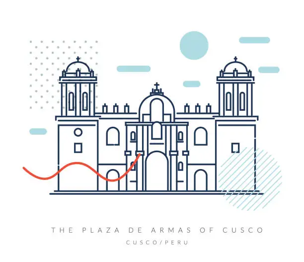 Vector illustration of The Plaza de Armas of Cusco - Stock Illustration