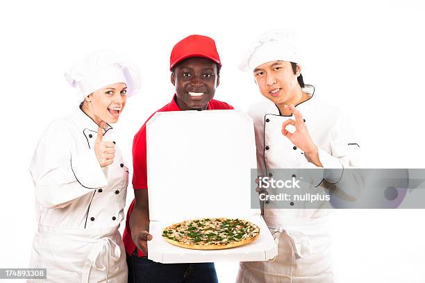 Chefs Are Happy With This Pizza Service Stock Photo - Download Image Now - Adult, Adults Only, African Ethnicity