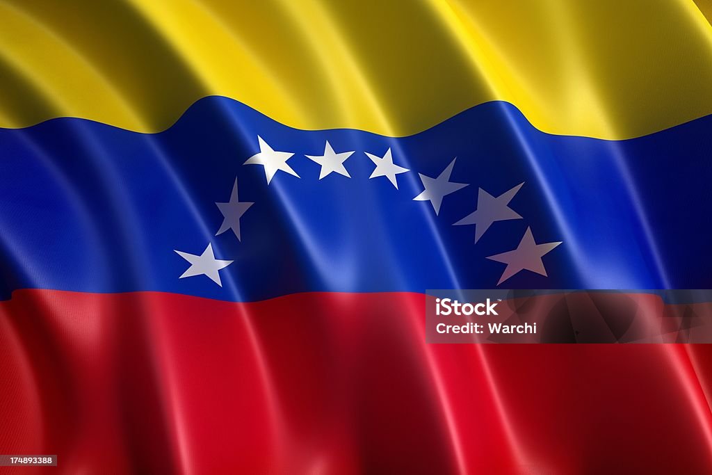 Flag of Venezuela Shiny  flag of Venezuela with fabric texture Colors Stock Photo