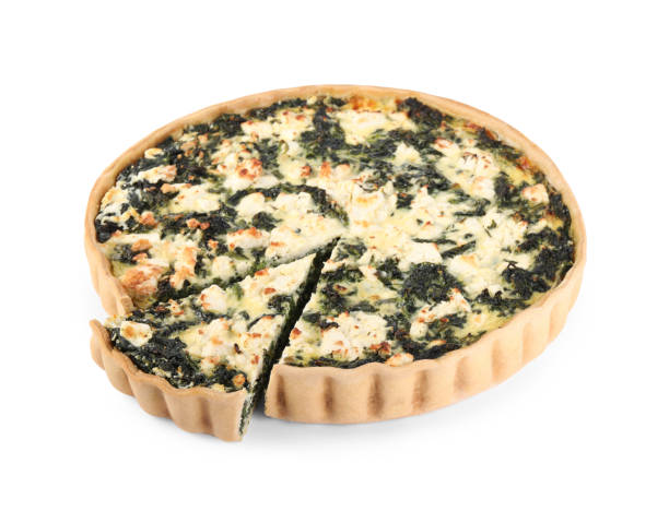 istock Delicious homemade spinach quiche isolated on white 1748937105