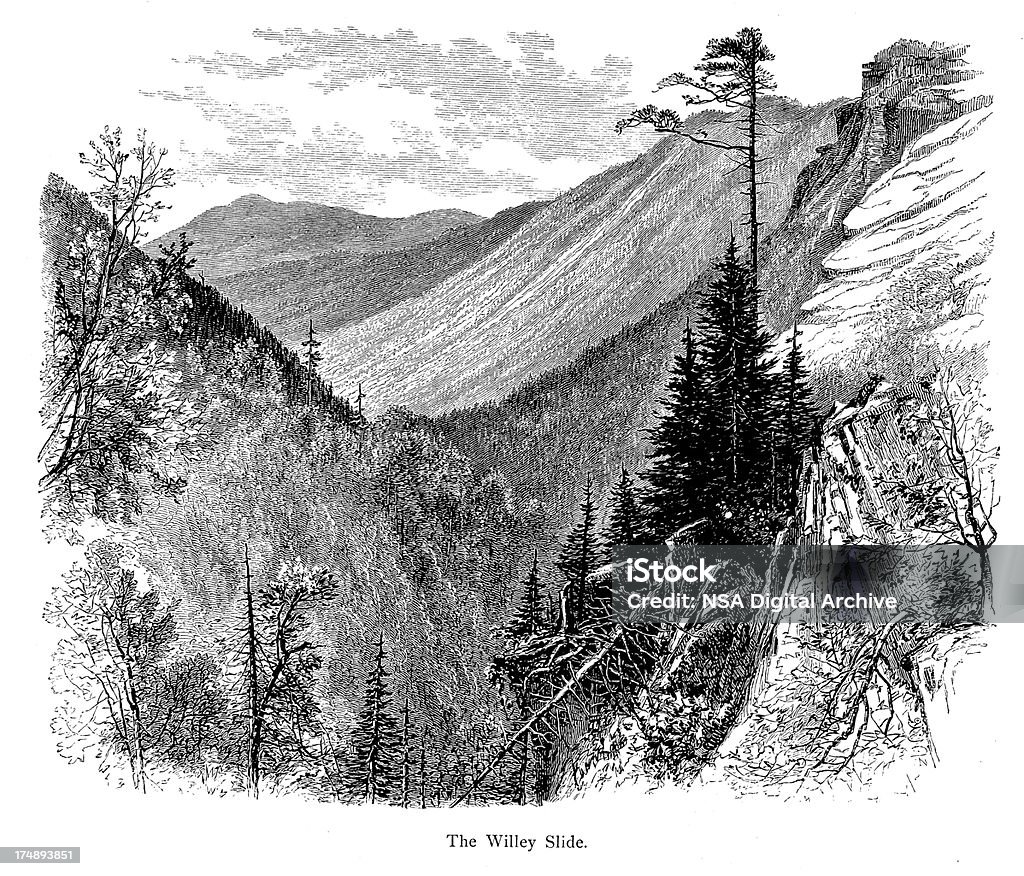 Monte Willey, Crawford Notch, New Hampshire - Royalty-free Antiguidade Ilustração de stock