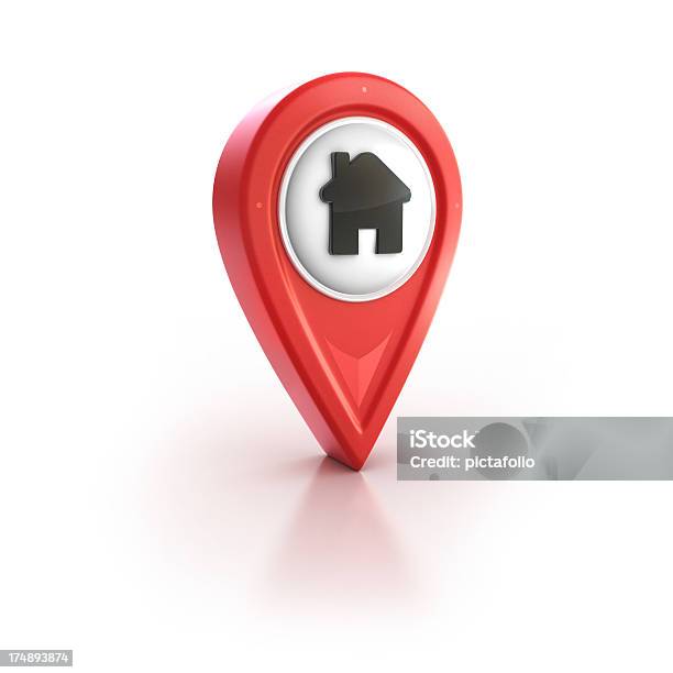 Casa Y Casa De Contactos Foto de stock y más banco de imágenes de Icono de pin de mapa - Icono de pin de mapa, Tridimensional, Casa