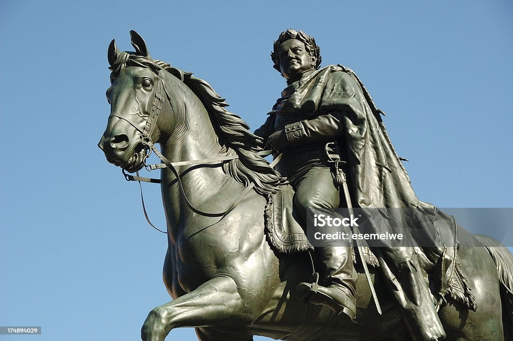 Monument, Carl August – grand duke of Saxony Weimar Eisenach - Lizenzfrei Blauer Hintergrund Stock-Foto