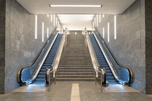 Empty Escalators and stairs on Berlin metro