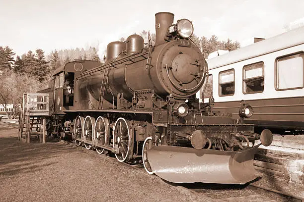This is an old 1907 Steamtrain (sepia).