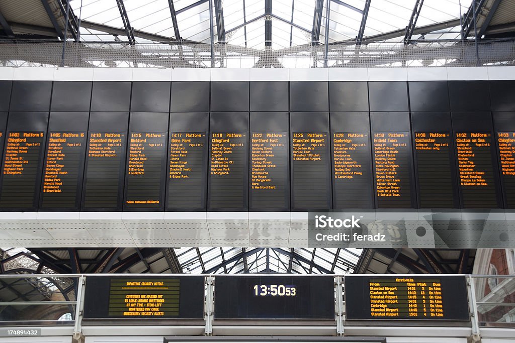 Arrival Departure Board Arival departure board at the Liverpool Station in London. Airport Stock Photo