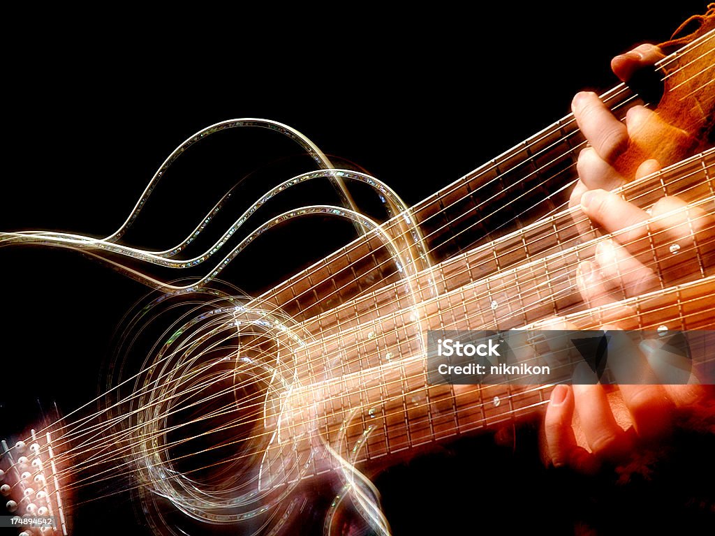 Tocando guitarra exposición múltiple - Foto de stock de Exposición múltiple libre de derechos