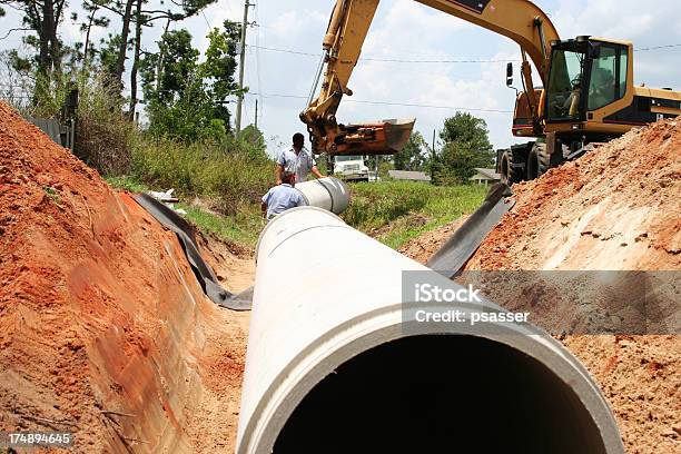 Road Work Stock Photo - Download Image Now - Sewer, Pipe - Tube, Working