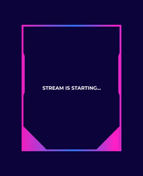 Vector illustration of Streaming screen panel overlay design template neon theme. Vector border UI frame to game interface stream illustration