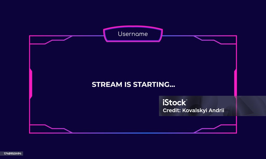 Edit Border Stream Streaming Screen Panel Overlay Design Template Neon Theme Vector Border ...