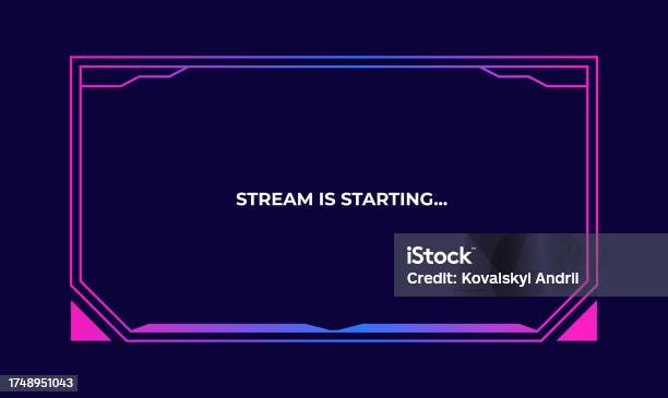 Edit Border Stream Streaming Screen Panel Overlay Design Template Neon Theme Vector Border ...