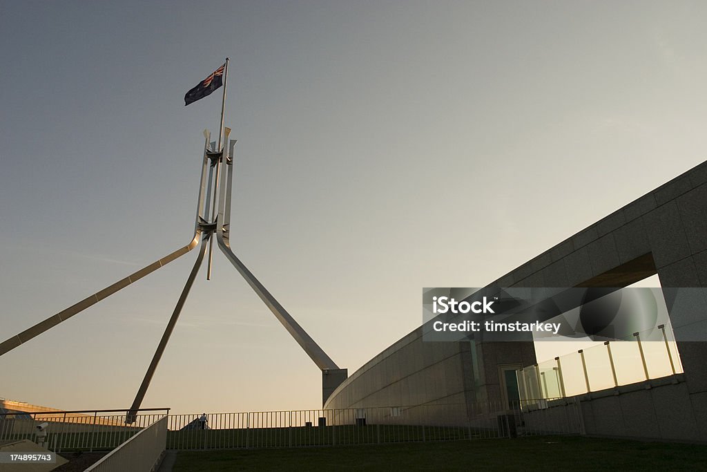 australian flag australian flag at canberra Parliament Building Stock Photo