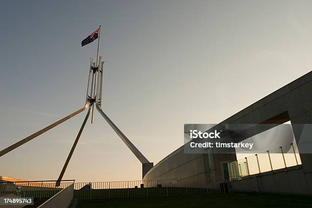 Australian Flag Stock Photo - Download Image Now - Parliament Building, Canberra, Australia