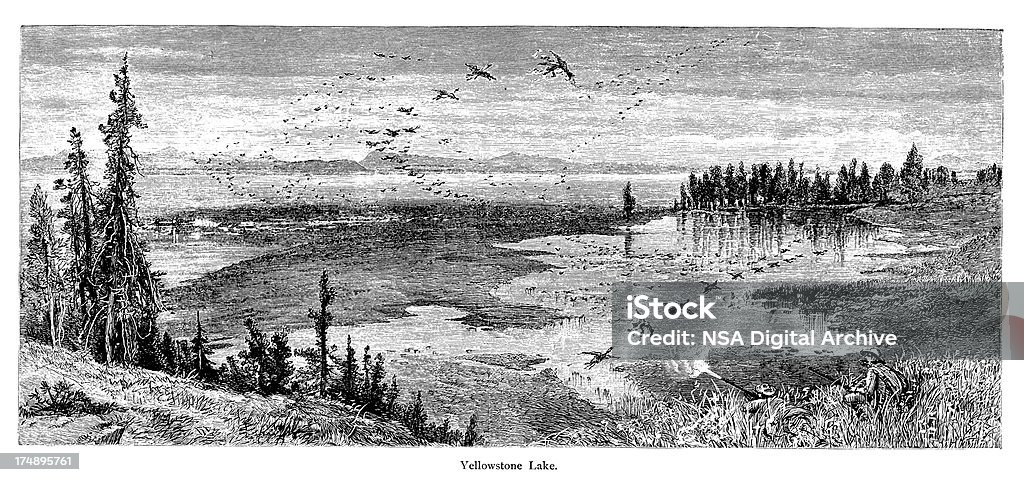 Lago di Yellowstone, Stati Uniti - Illustrazione stock royalty-free di Fotografia - Immagine