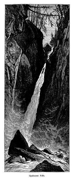 ilustraciones, imágenes clip art, dibujos animados e iconos de stock de opalescente falls, montañas adirondack, nueva york - opalescent