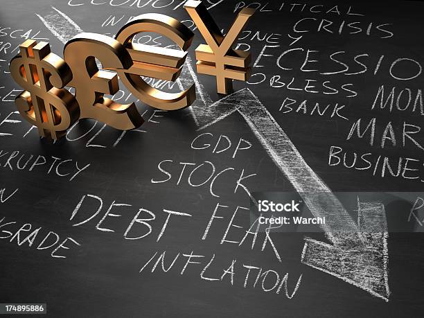 Symbole Waluty Złoty 3d Tablica - zdjęcia stockowe i więcej obrazów Bankructwo - Bankructwo, Biznes, Błyszczący