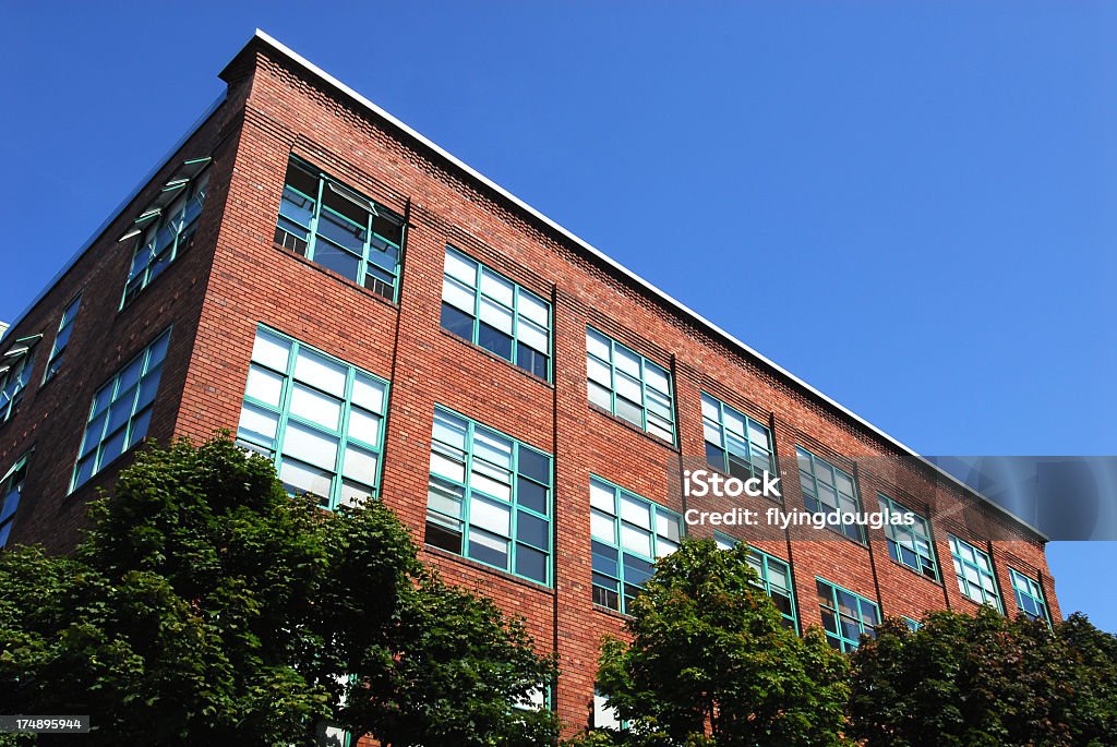 Bricks Grow From Trees... An old building sprouts up from the trees in Seattle, WA. From the outside it apperas to be artist lofts and work spaces.  Seattle Stock Photo