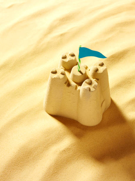 Sand castle on the beach The back is the sea for everything concep