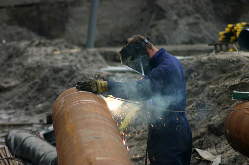 Welding at a construction site