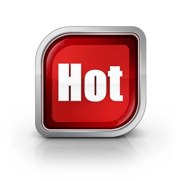 Photo of word hot glossy 3d icon