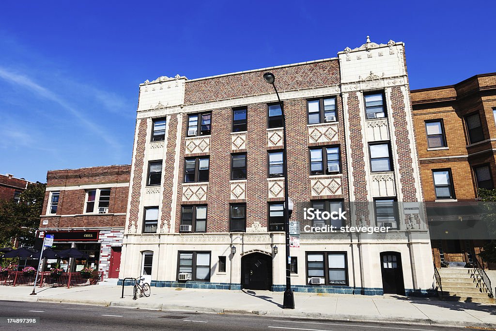 Enfeitado apartment building em Lincoln Square, Chicago - Royalty-free Chicago - Illinois Foto de stock