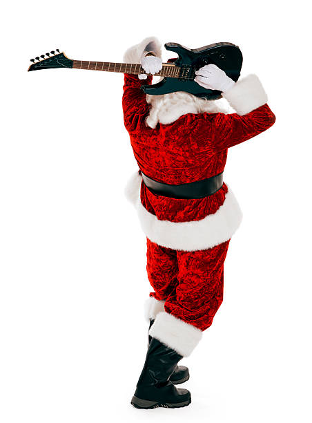 istock Electric Guitar Playing Santa Claus on White 174897476