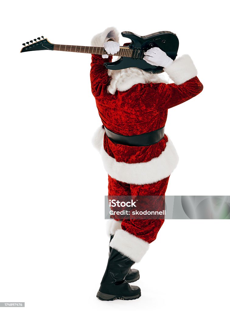 Электрическая гитара играет Санта-Клауса на белом - Стоковые фото Рок-музыка роялти-фри