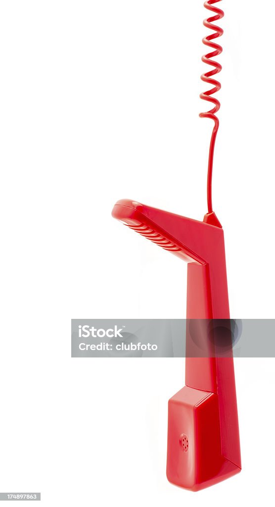 Receptor de Telefone e telefone vermelho cabo - Foto de stock de 1980-1989 royalty-free