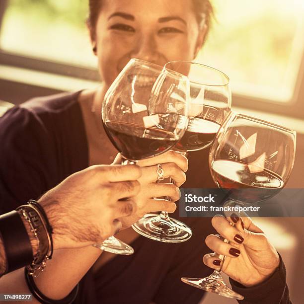 People Toasting At The Restaurant Stock Photo - Download Image Now - 20-29 Years, Adult, After Work